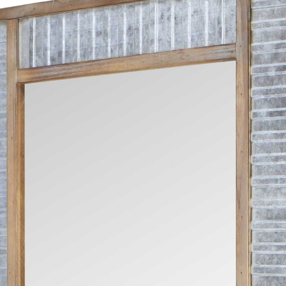 Modern Farmhouse Rectangular Wood And Galvanized Metal Wall Mirror