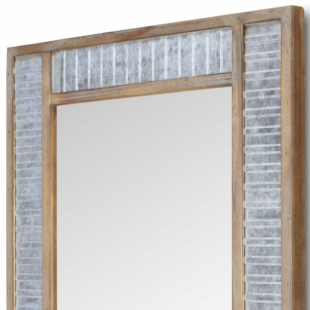 Modern Farmhouse Rectangular Wood And Galvanized Metal Wall Mirror