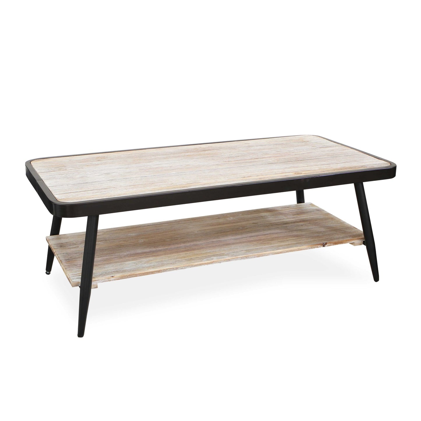 Industrial Style Distressed Whitewash And Gray Coffee Table