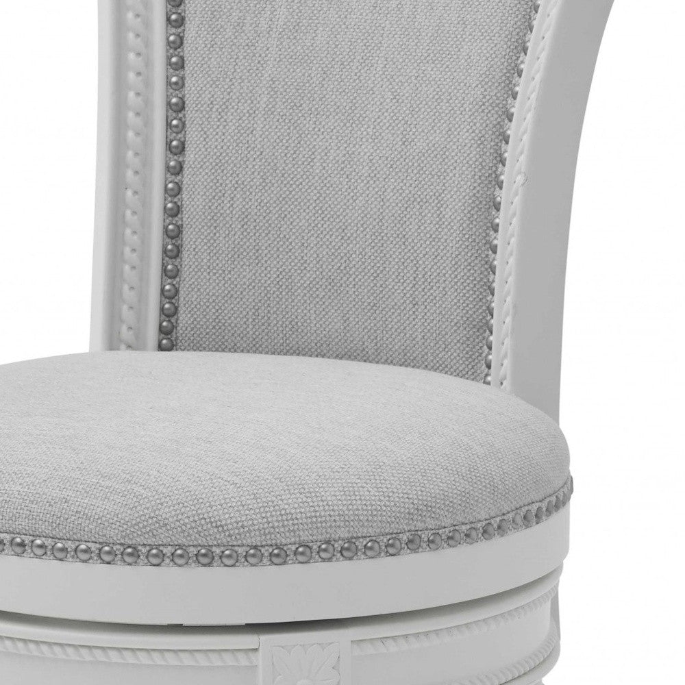 45" Light Gray And White Solid Wood Bar Chair With Footrest