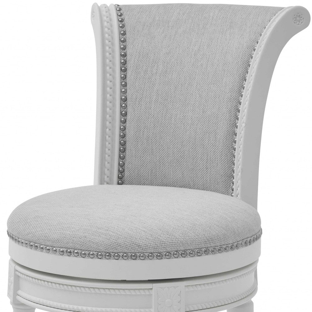 45" Light Gray And White Solid Wood Bar Chair With Footrest