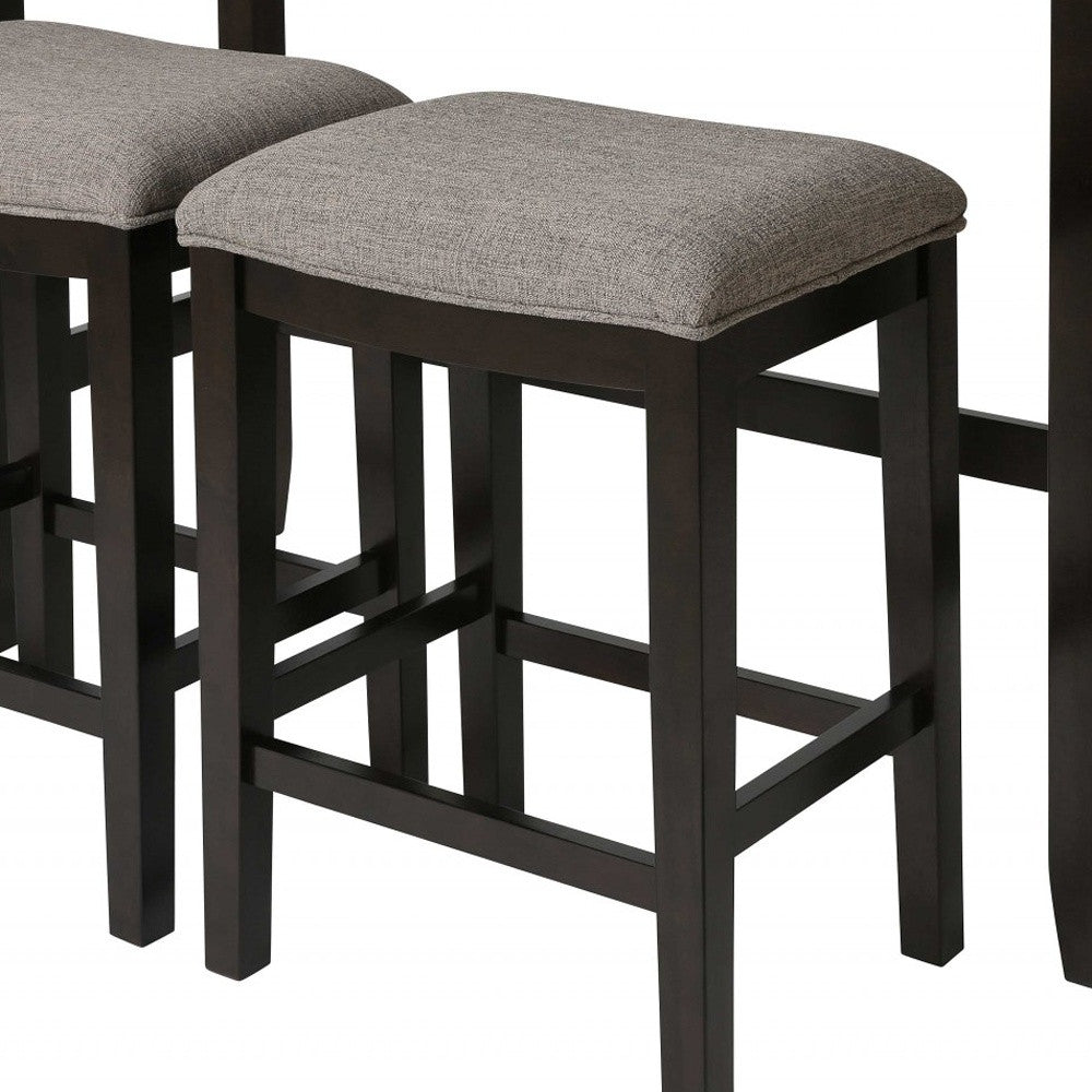37" Light Gray And Dark Brown Solid Wood Backless Bar Chair With Footrest