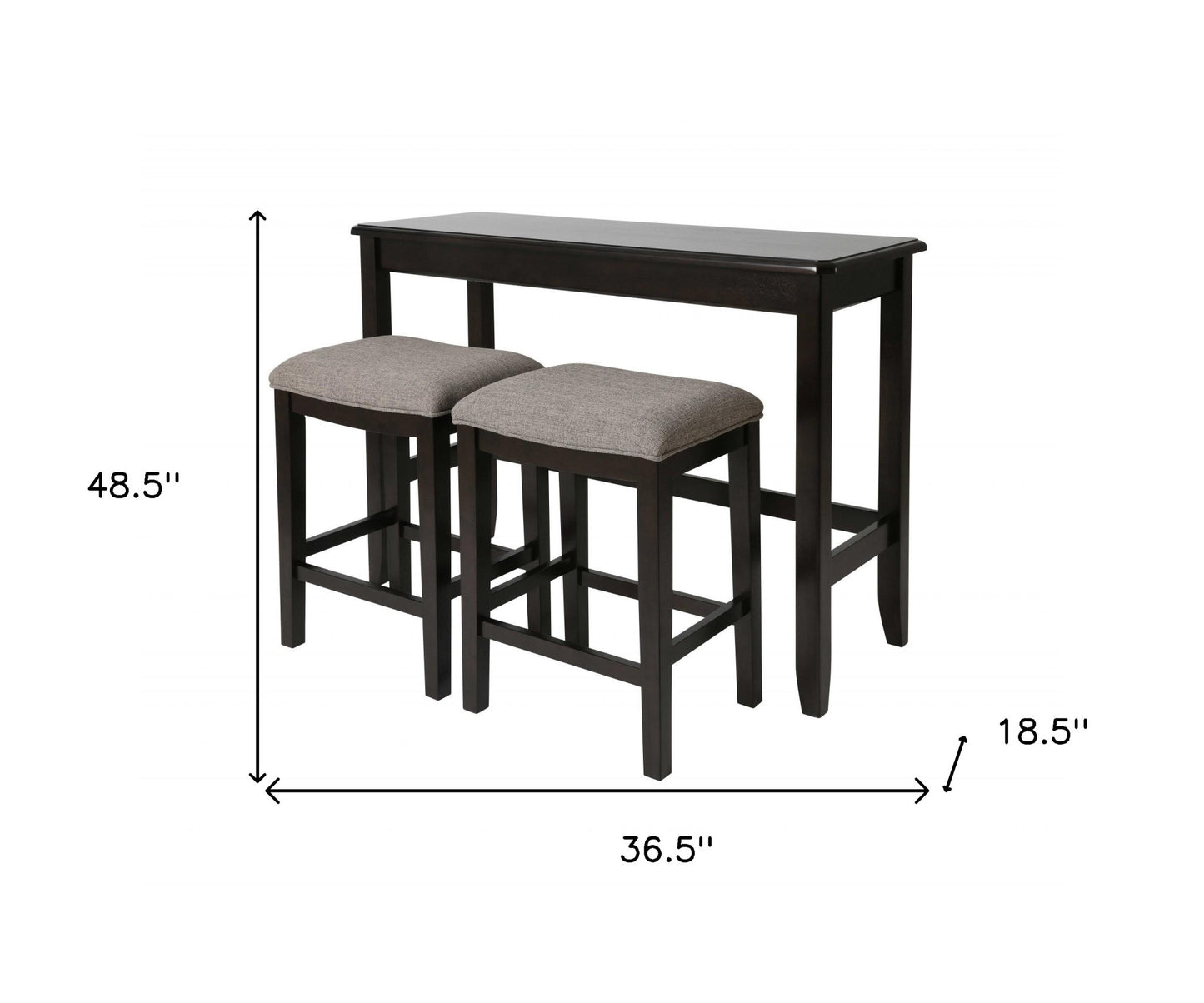 37" Light Gray And Dark Brown Solid Wood Backless Bar Chair With Footrest