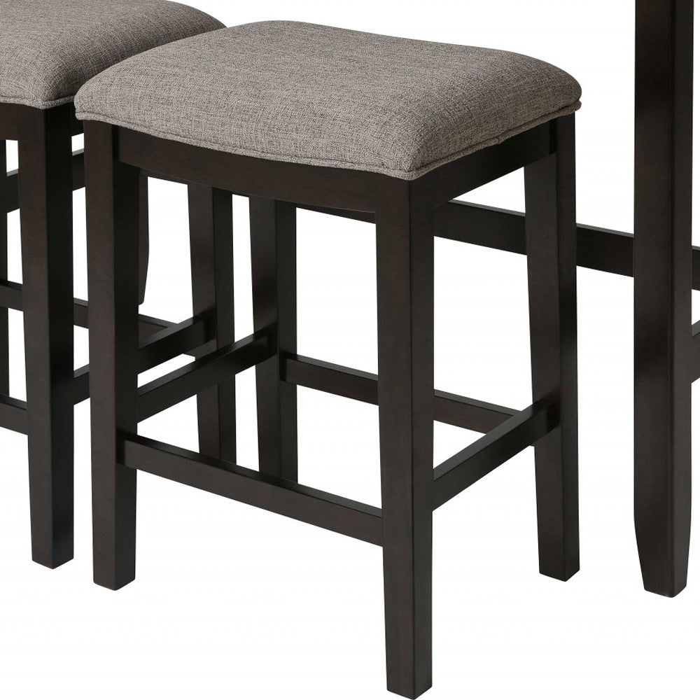 37" Light Gray And Dark Brown Solid Wood Backless Bar Chair With Footrest
