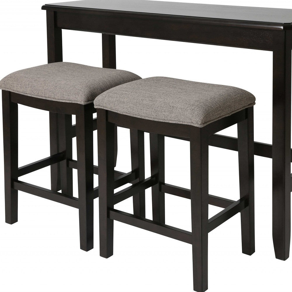 37" Light Gray And Dark Brown Solid Wood Backless Bar Chair With Footrest
