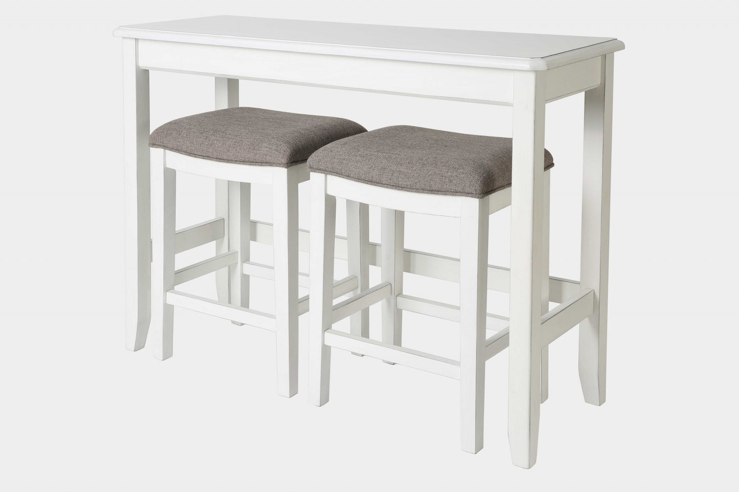 37" Light Gray And White Solid Wood Backless Bar Chair With Footrest