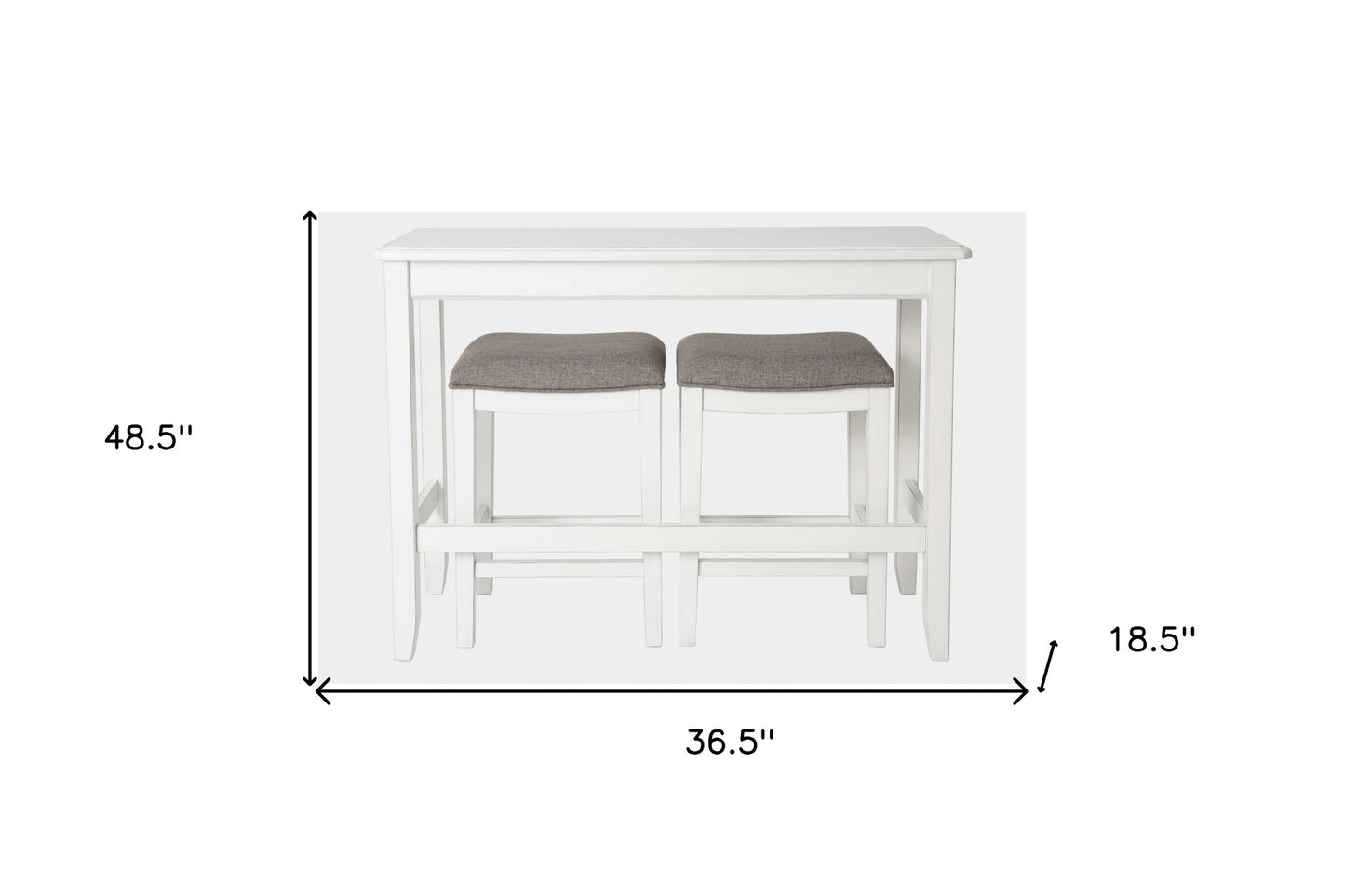 37" Light Gray And White Solid Wood Backless Bar Chair With Footrest