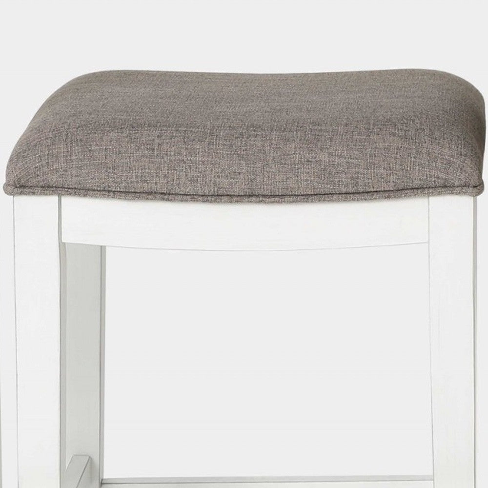37" Light Gray And White Solid Wood Backless Bar Chair With Footrest