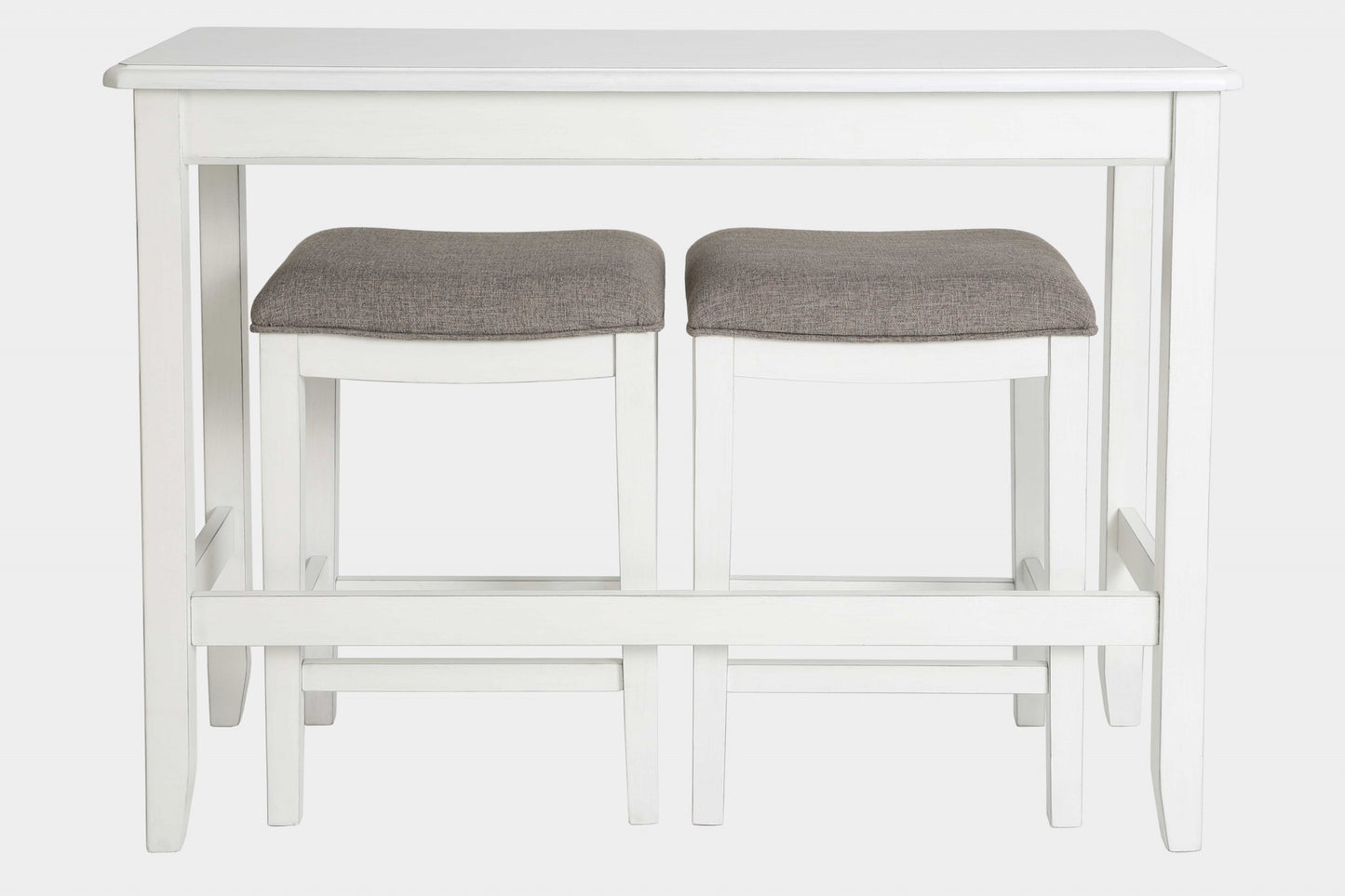 37" Light Gray And White Solid Wood Backless Bar Chair With Footrest