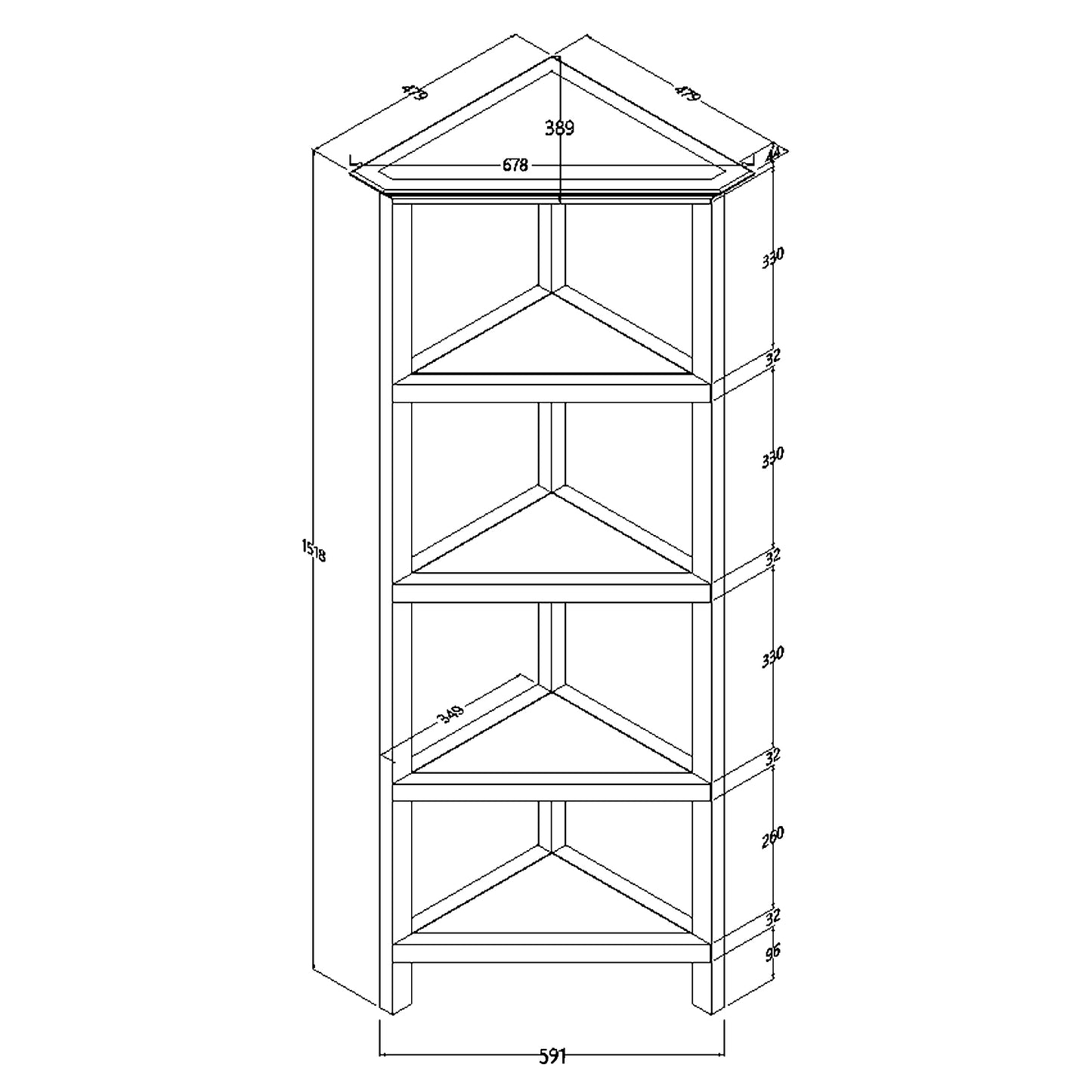 60" Bookcase With 2 Shelves In Washed Grey