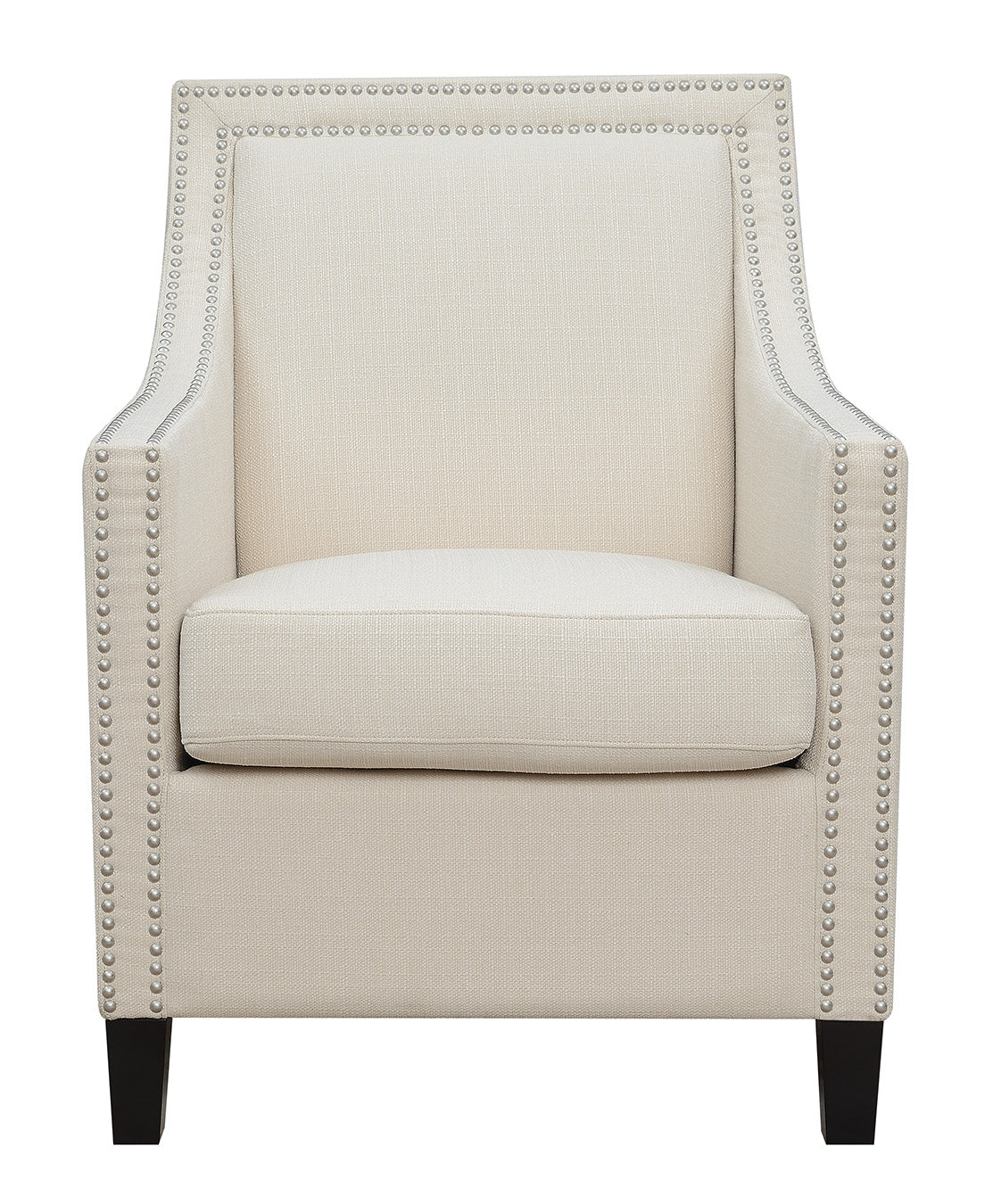 27" White And Black Linen Arm Chair