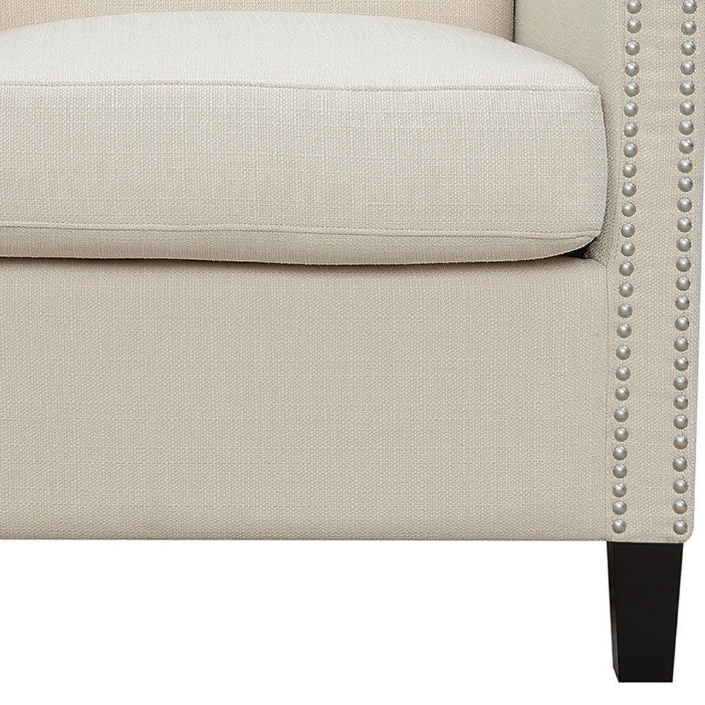 27" White And Black Linen Arm Chair