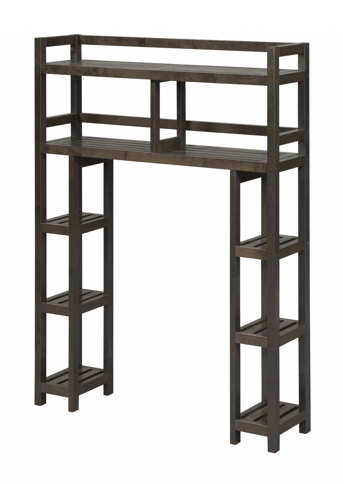 Espresso Finish 2 Tier Solid Wood Over Toilet Organizer