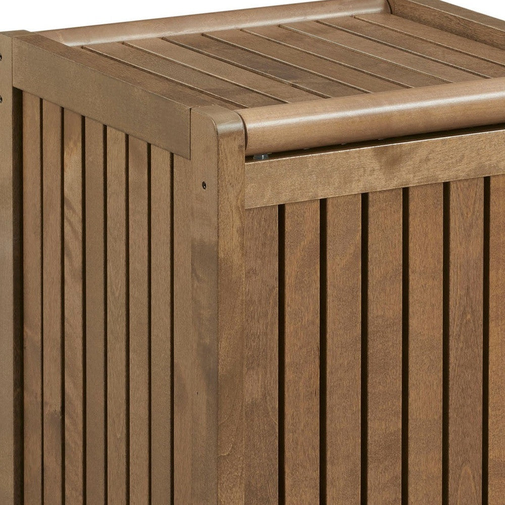 Chestnut Solid Wood Rolling Laundry Hamper With Lid