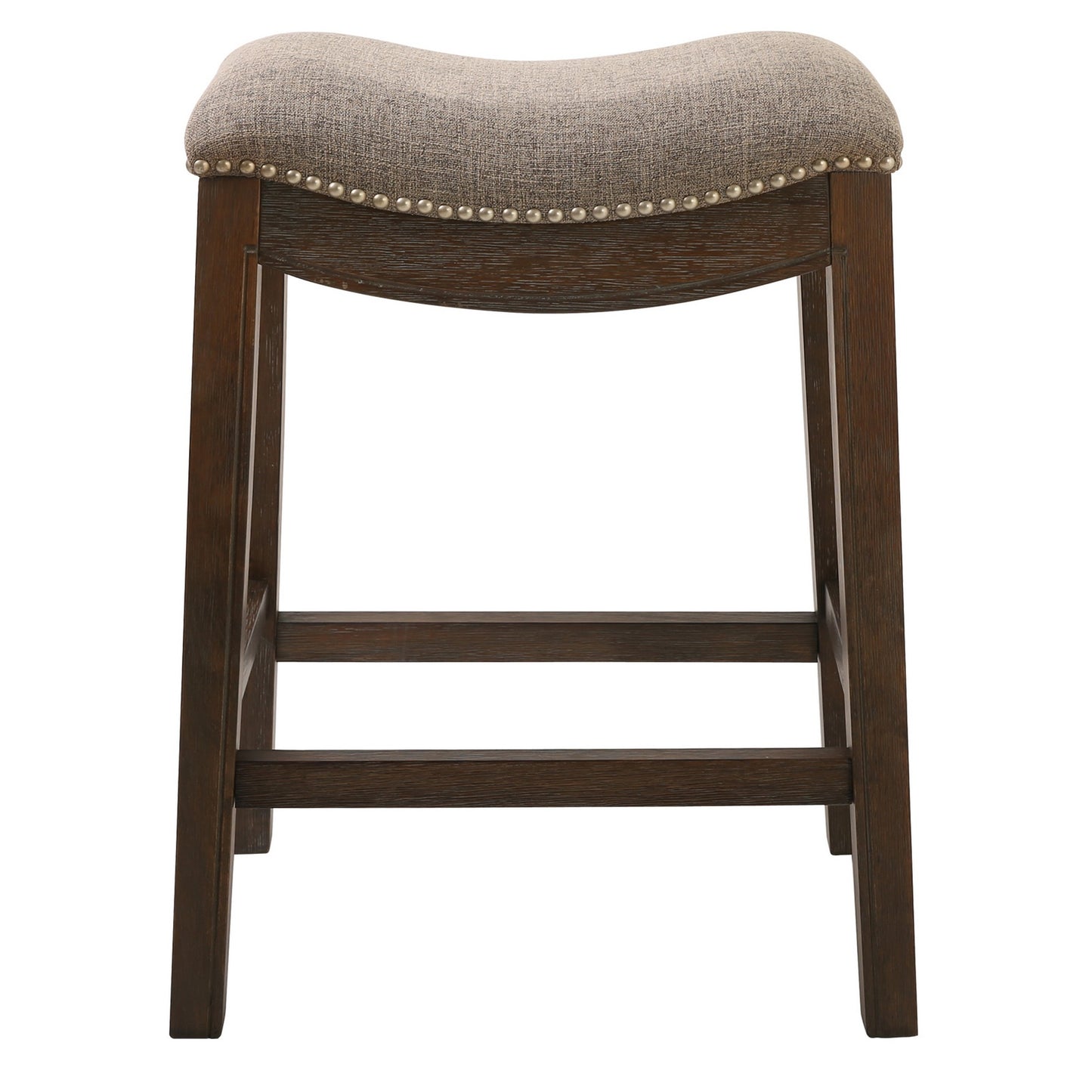 26" Taupe and Wood Brown Solid Wood Backless Counter Height Bar Chair with Footrest
