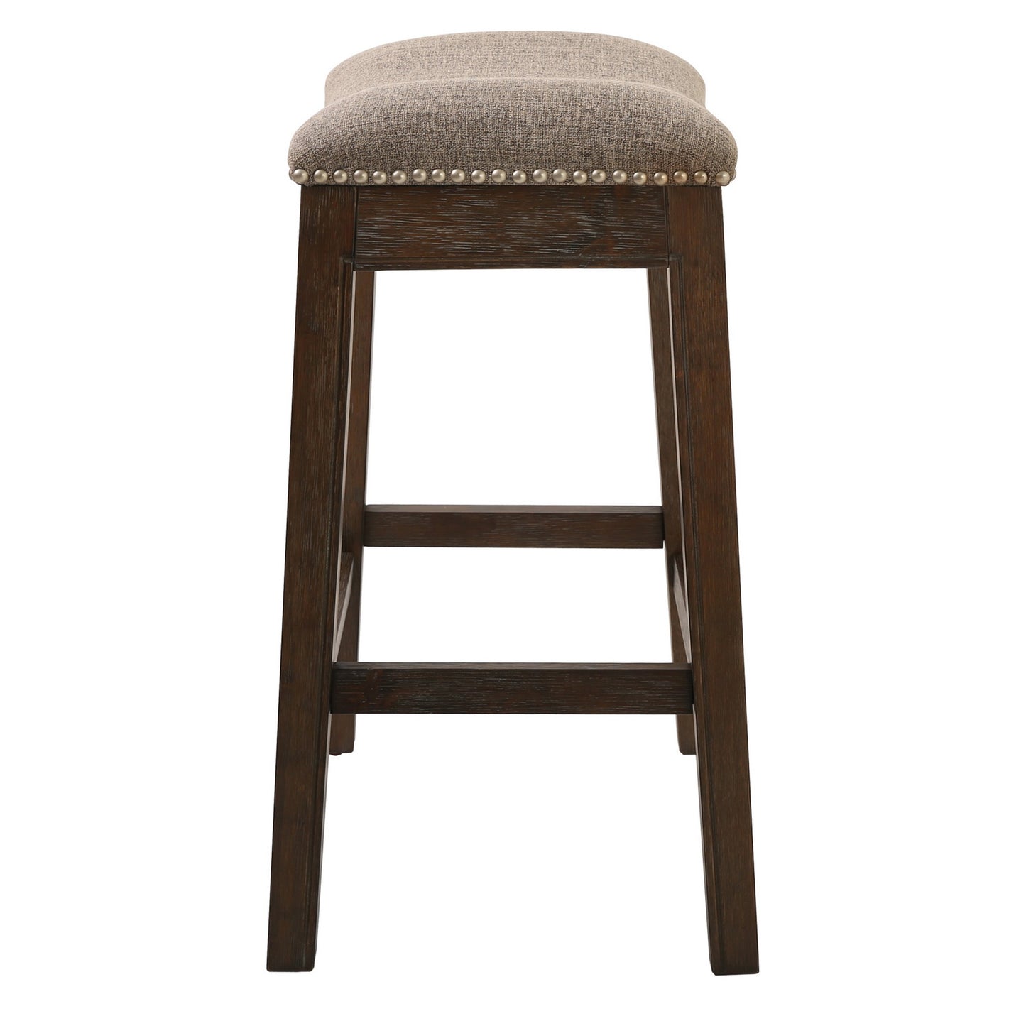 26" Taupe and Wood Brown Solid Wood Backless Counter Height Bar Chair with Footrest