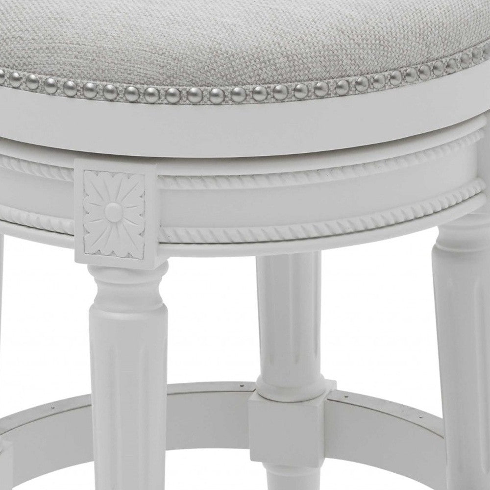 Counter Height Round Counter Stool In Alabaster White Fabric