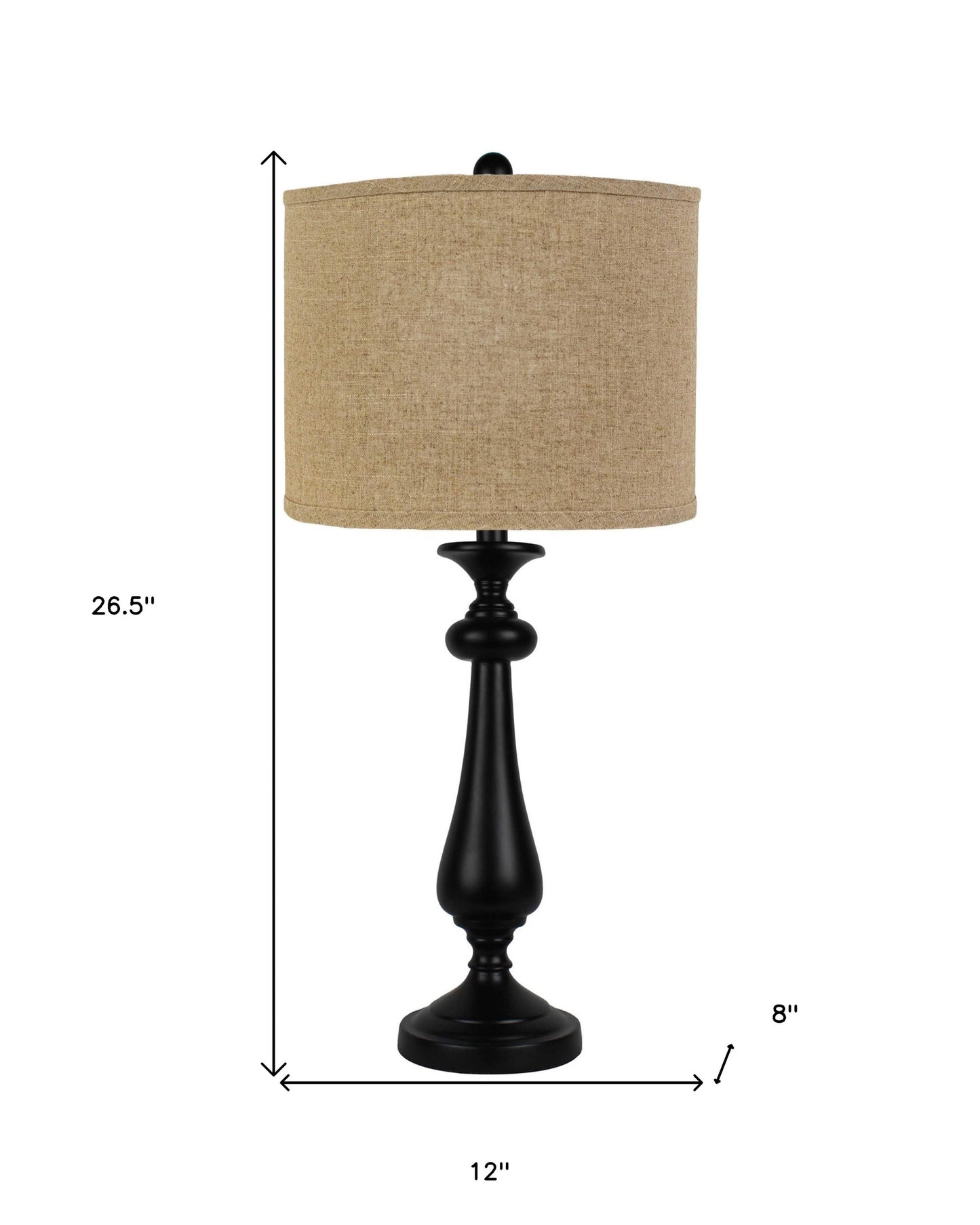 Black Candlestick Sandy Tan Shade Table Lamp