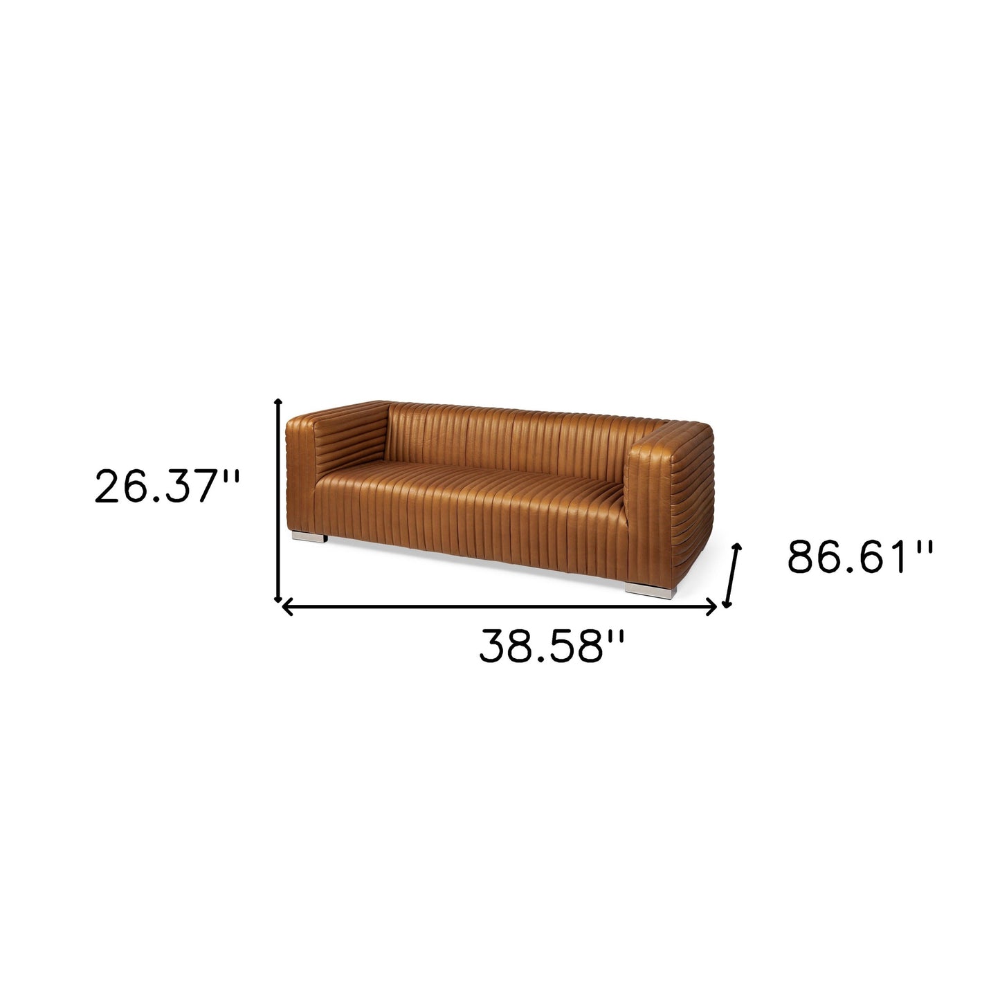 Cognac Leather Wrapped Three Seater Sofa