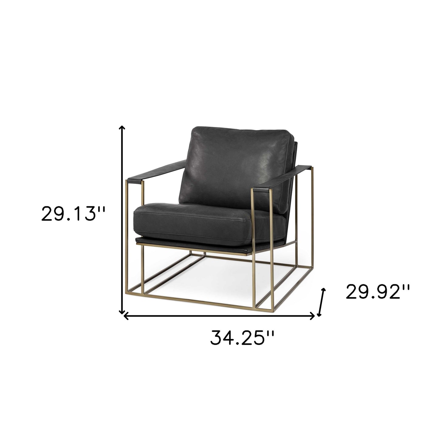 34" Black And Pearl Faux Leather Distressed Arm Chair