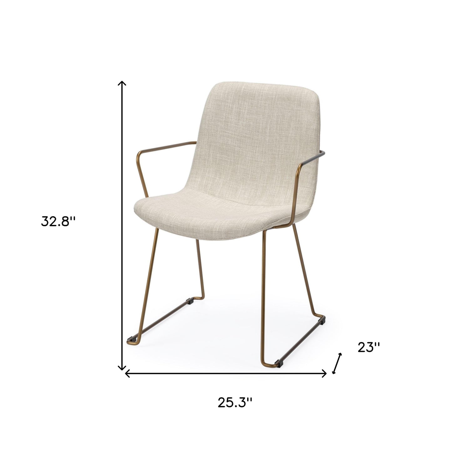 Cream Fabric Wrap With Gold Metal Frame Dining Chair
