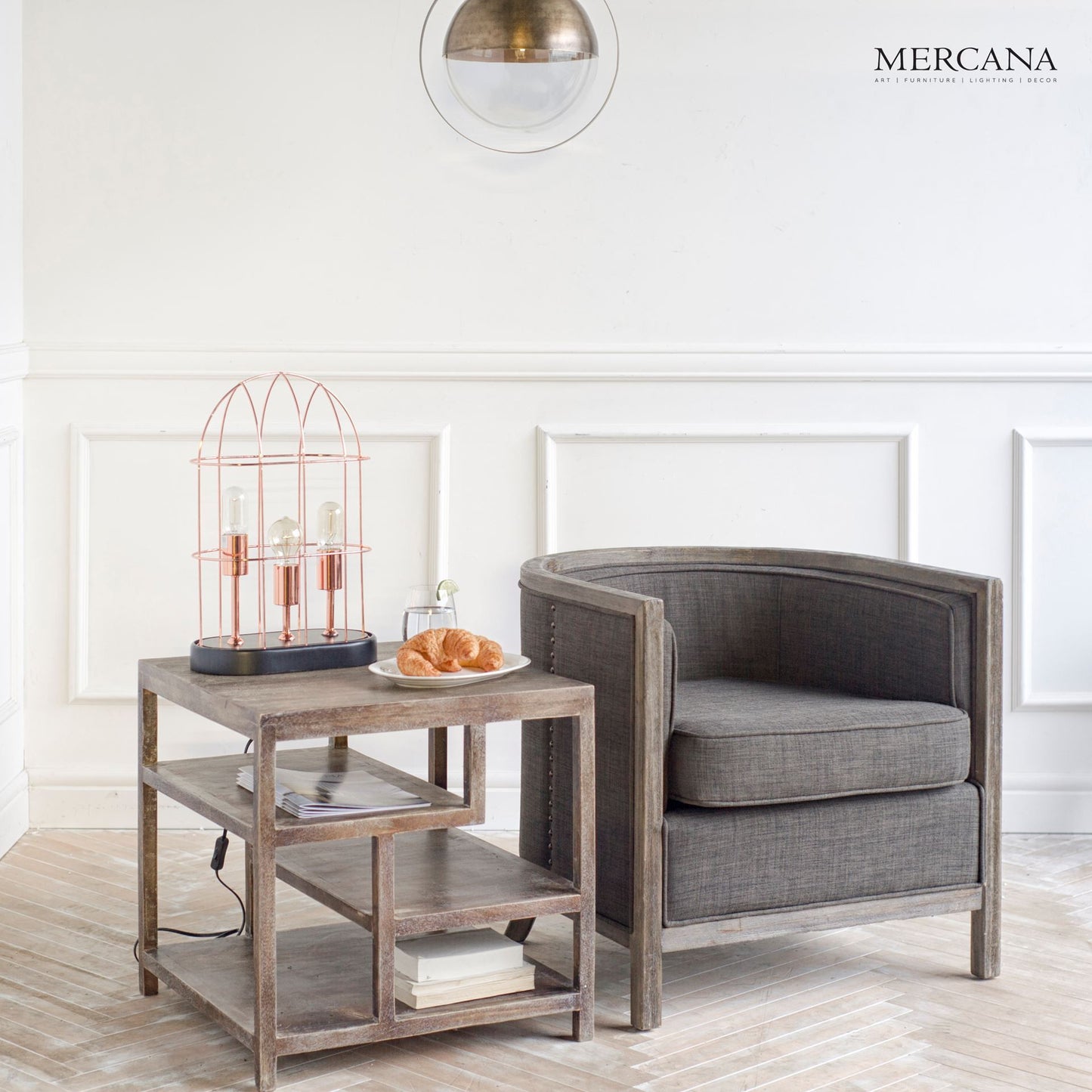 Medium Brown Wooden Square Top End Table With Multi-Shelf