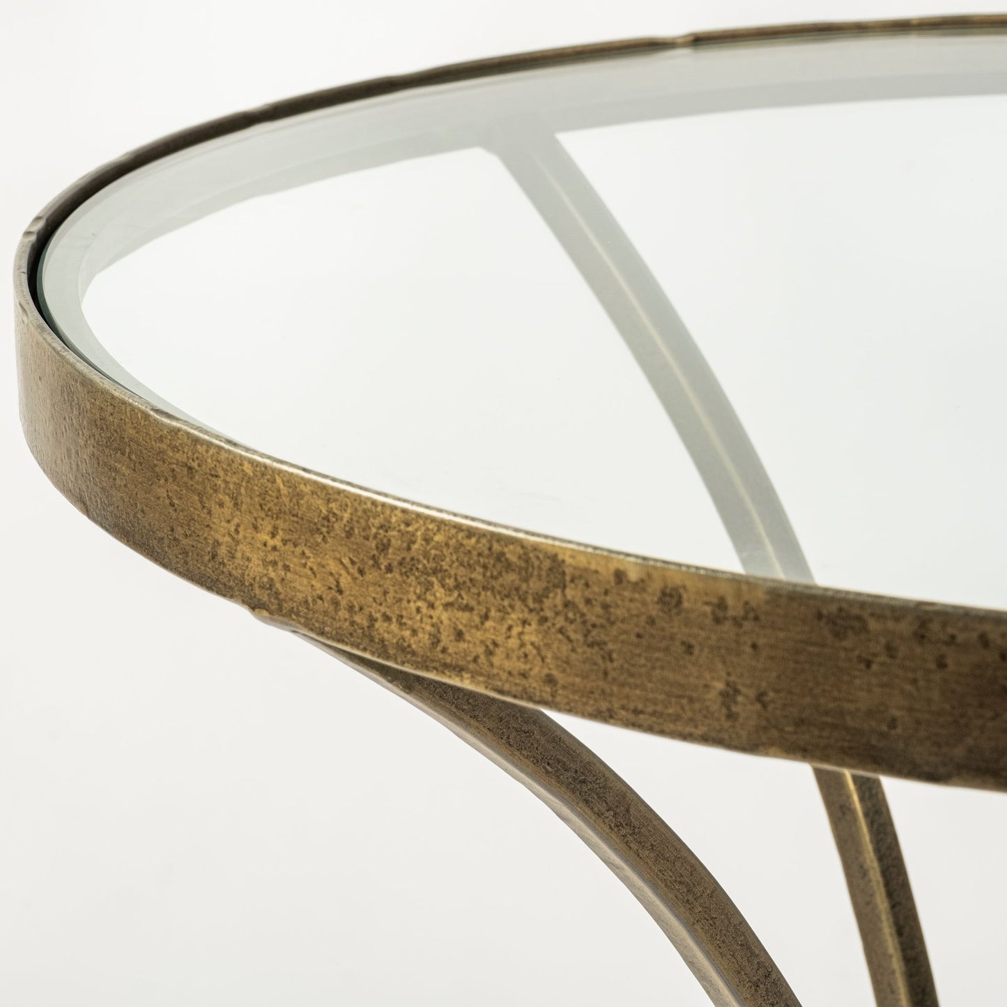 21" Round Glass Top End Table With Metal And Marble Pedestal