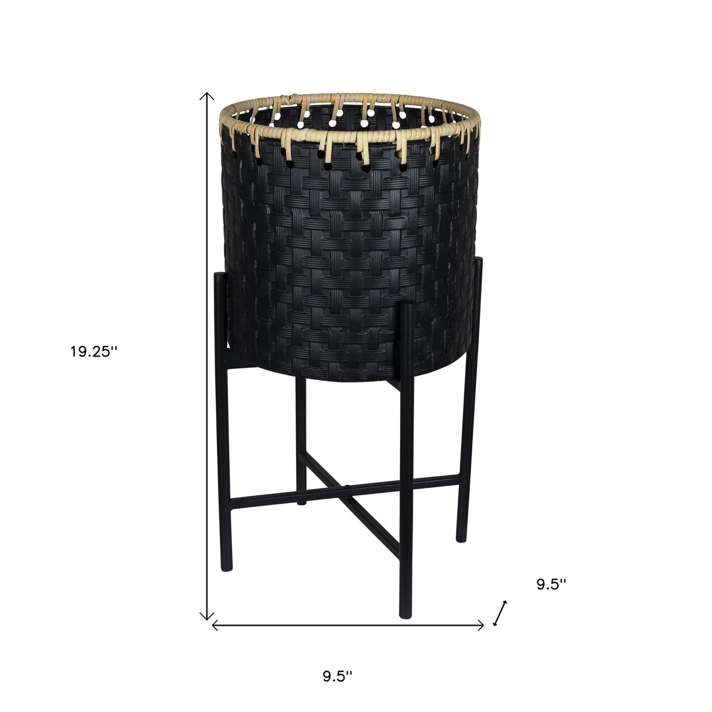 Black Rattan Modern Planter