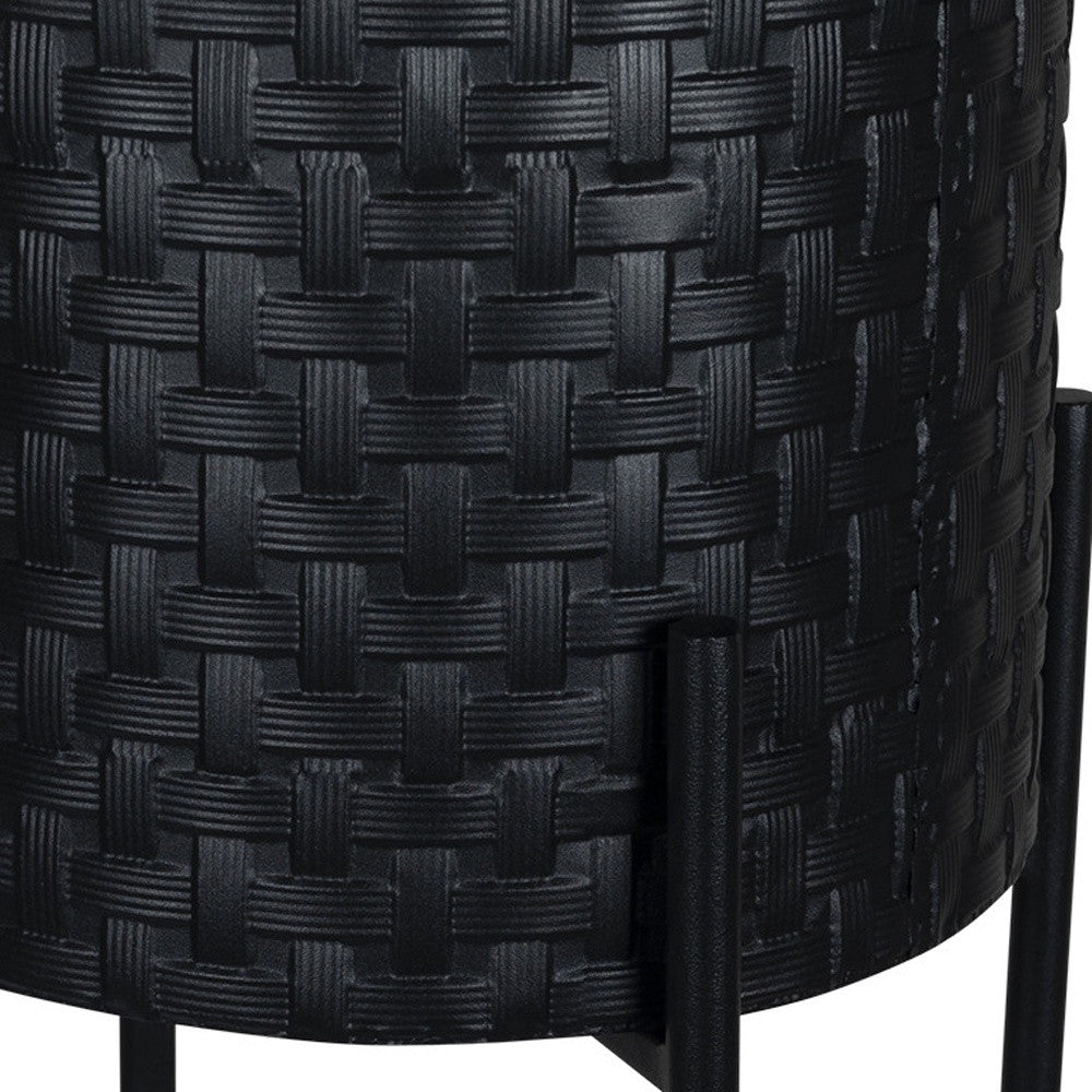 Black Rattan Modern Planter