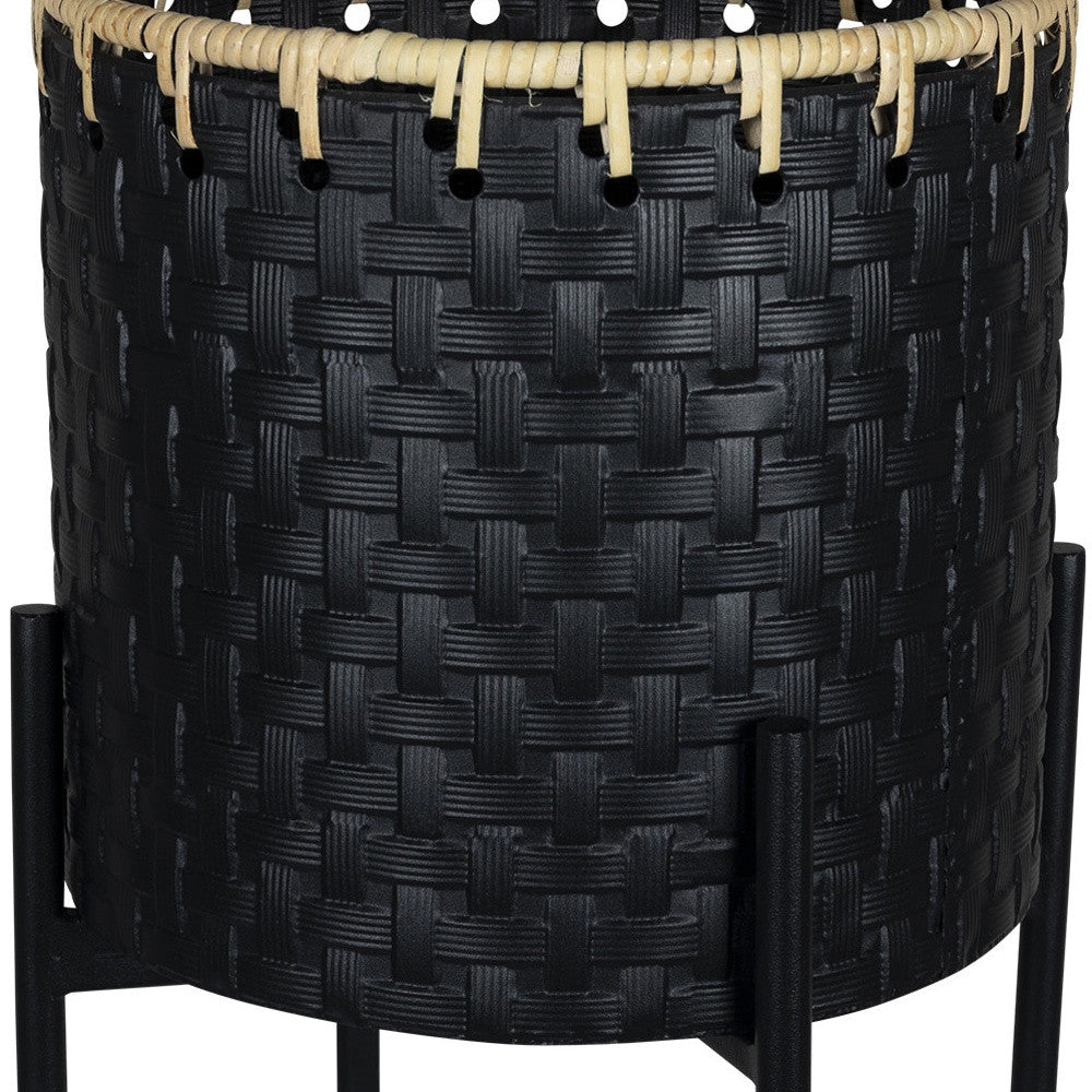 Black Rattan Modern Planter