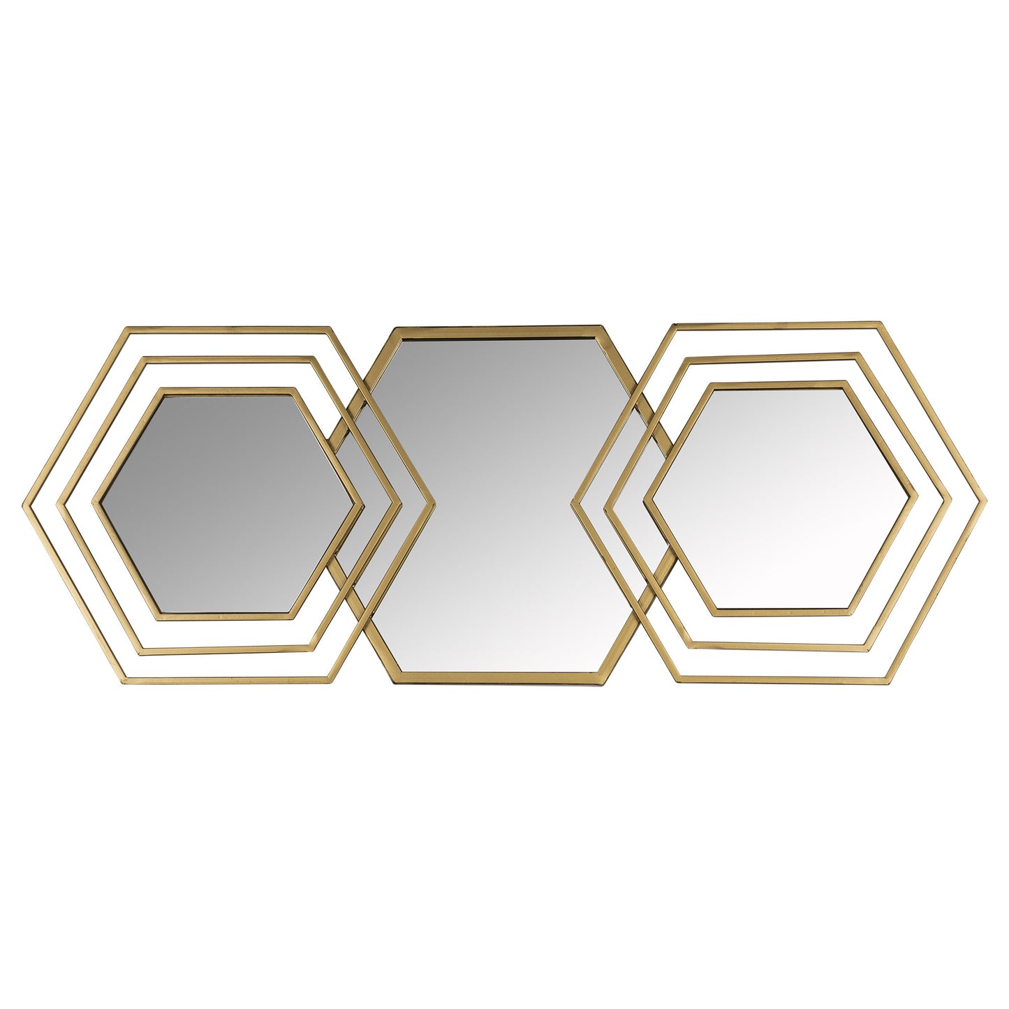 Gold Hexagon Accent Metal Mirror