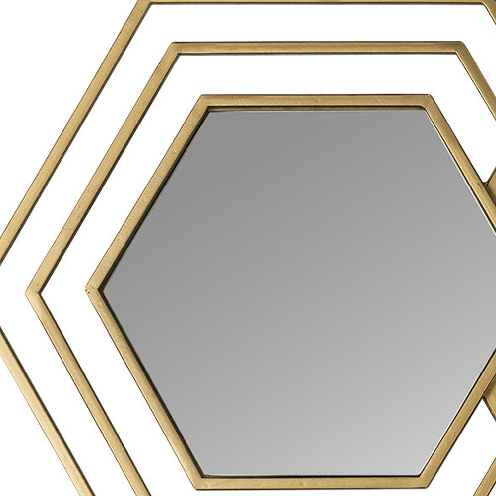 Gold Hexagon Accent Metal Mirror
