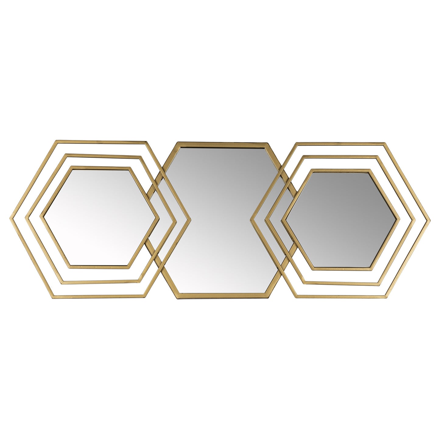 Gold Hexagon Accent Metal Mirror