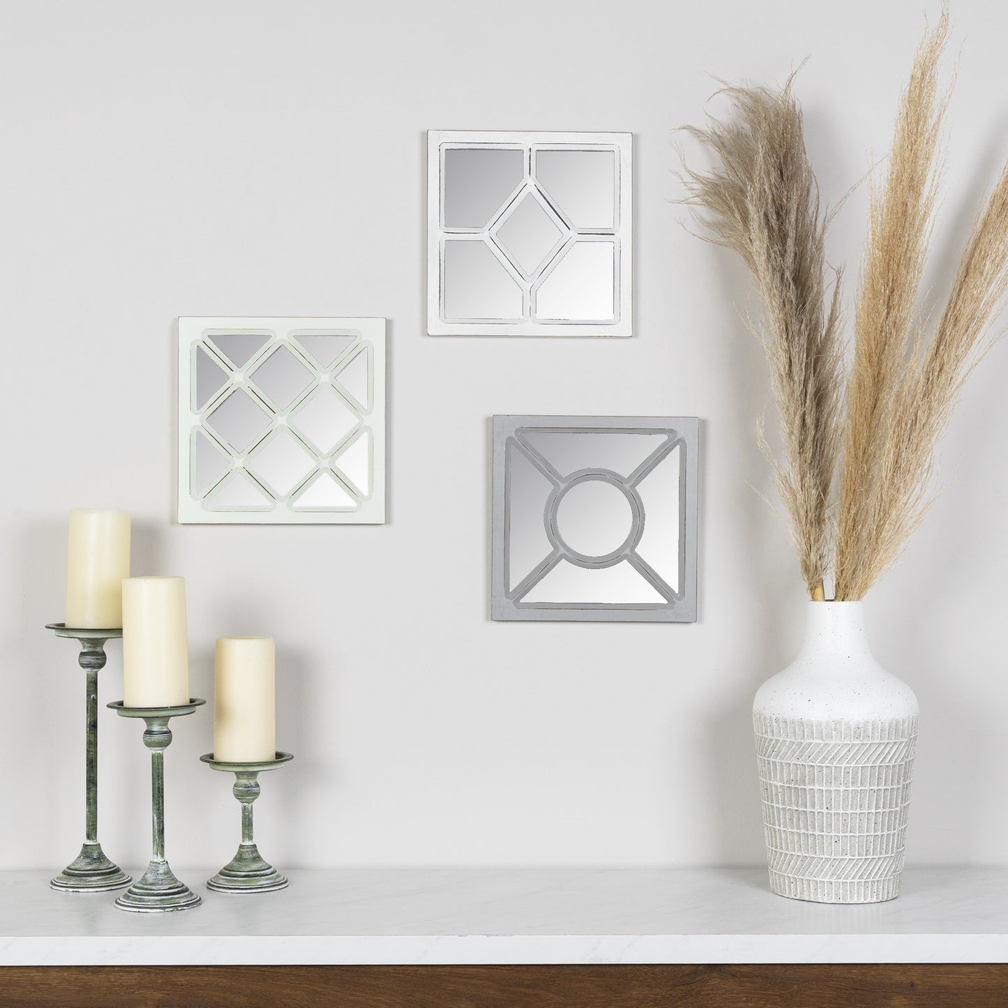 Set Of 3 Geometric Wall Mirrors
