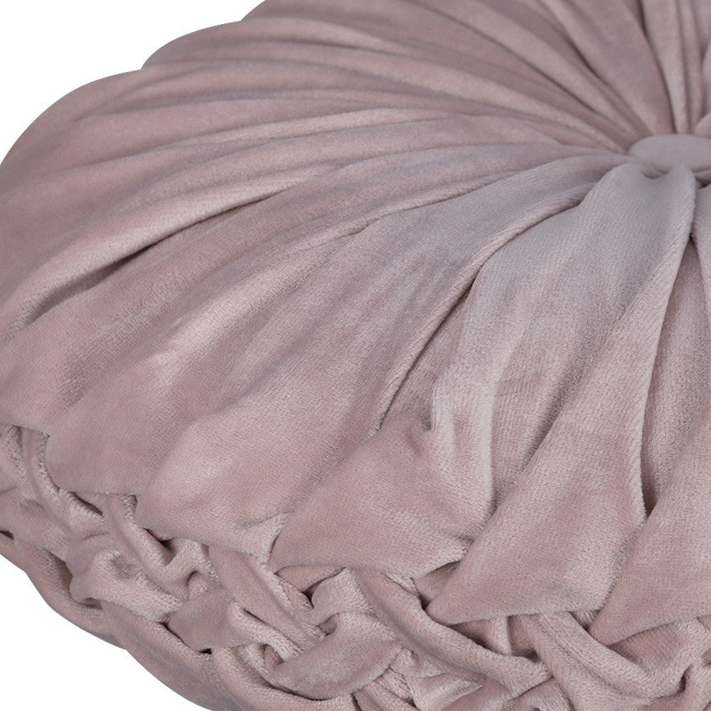 Light Pink Round Tufted Velvet Pillow