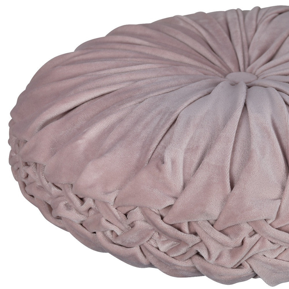 Light Pink Round Tufted Velvet Pillow