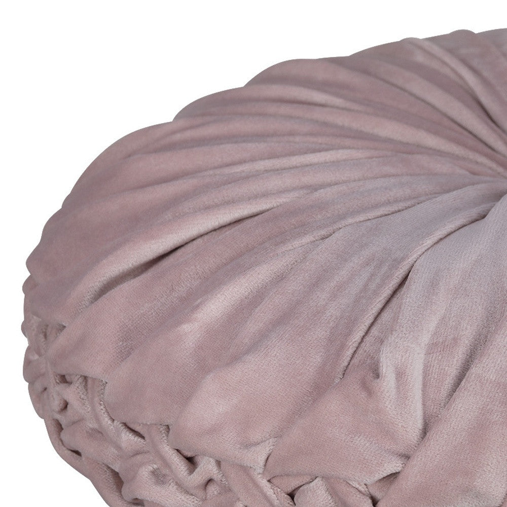 Light Pink Round Tufted Velvet Pillow