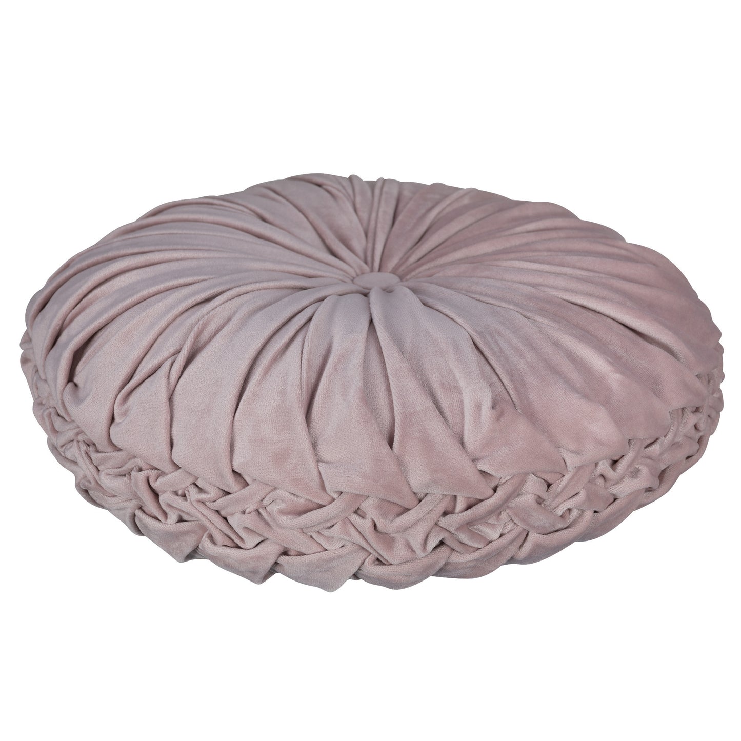 Light Pink Round Tufted Velvet Pillow