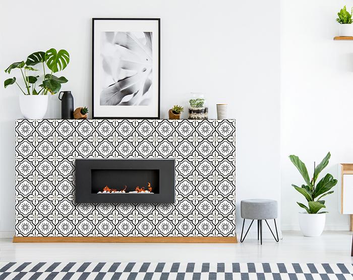 7" X 7" Black And White Mosaic Peel And Stick Removable Tiles
