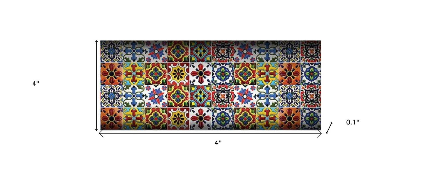 4" X 4" Festival Brights Mosaic Peel And Stick Removable Tiles