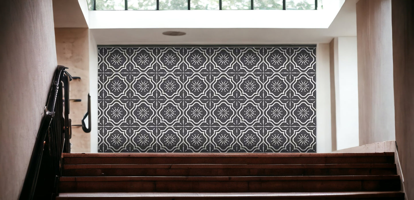 4" X 4" Burst Gray And White Peel And Stick Removable Tiles