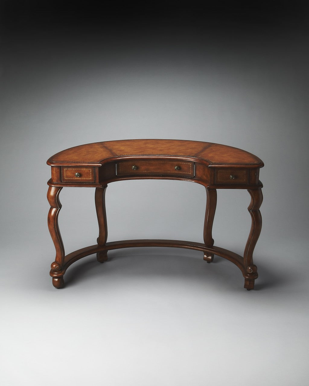 Classic Crescent Shape Leather Top Desk
