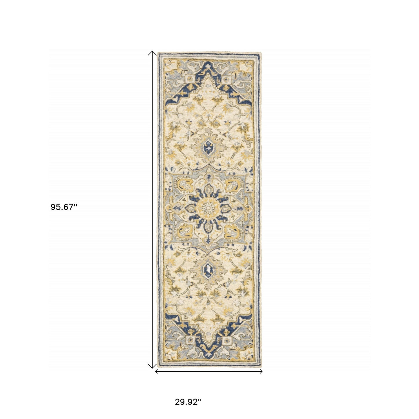4'X6' Blue And Ivory Bohemian Area Rug