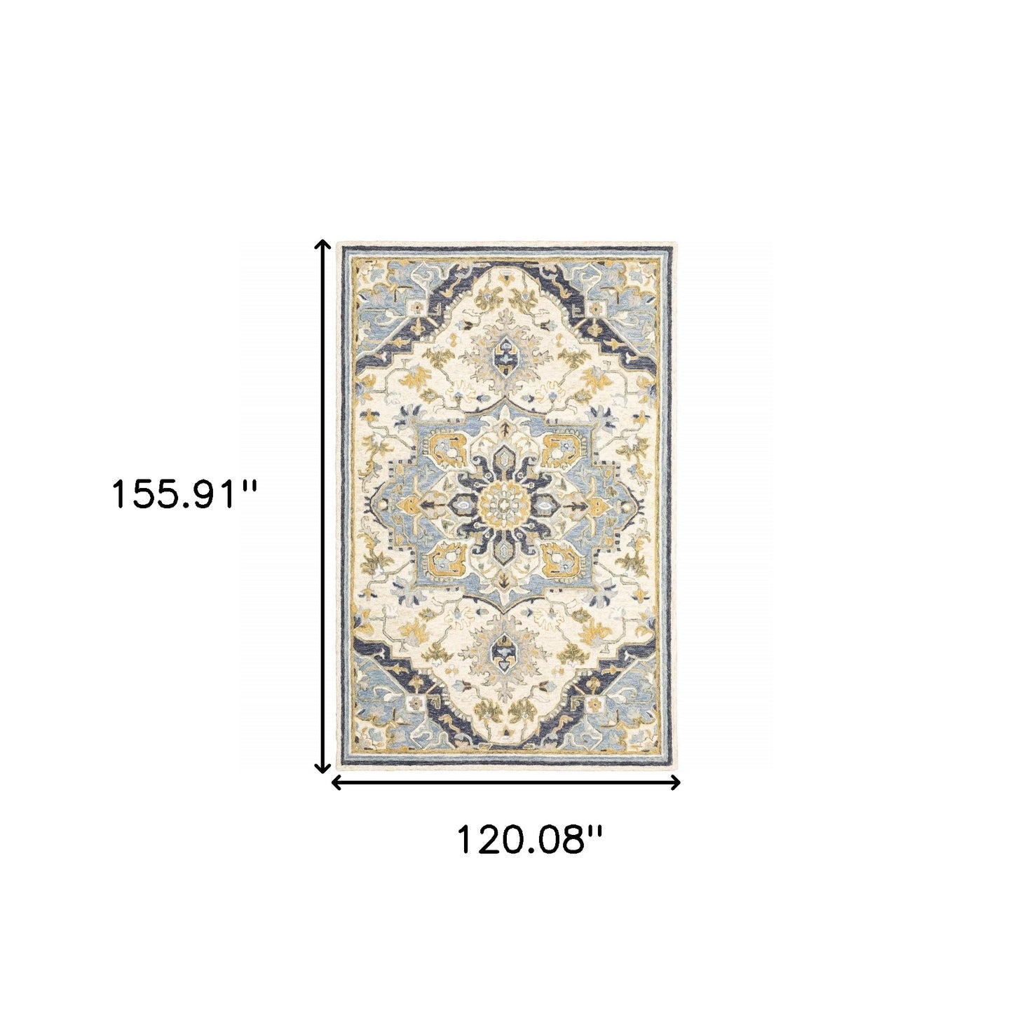 4'X6' Blue And Ivory Bohemian Area Rug