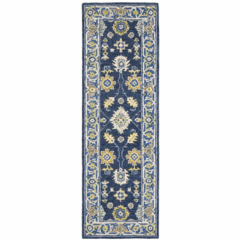 3'X8' Navy And Blue Bohemian Area Rug