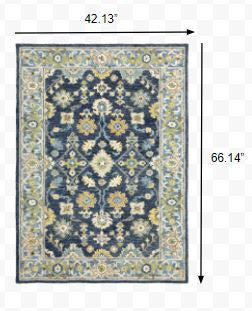 3'X8' Navy And Blue Bohemian Area Rug