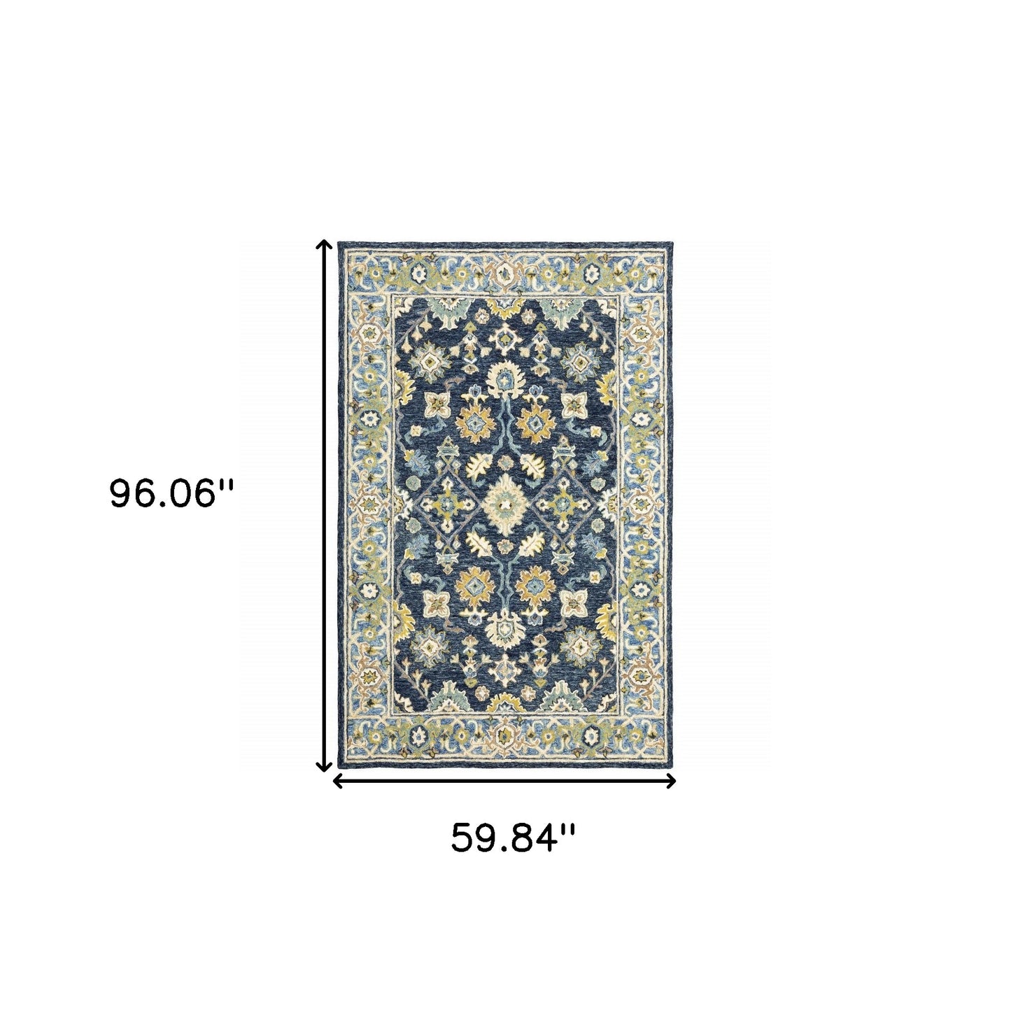 3'X8' Navy And Blue Bohemian Area Rug