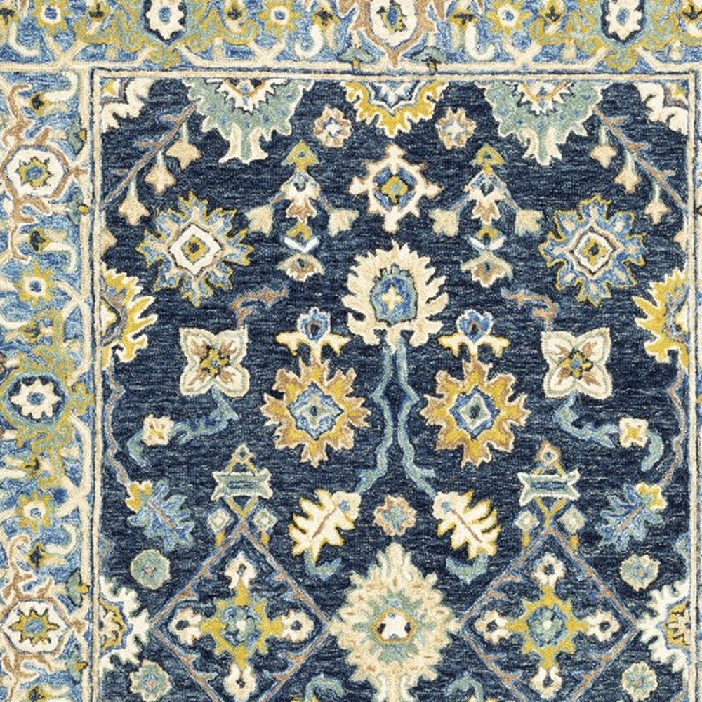 3'X8' Navy And Blue Bohemian Area Rug