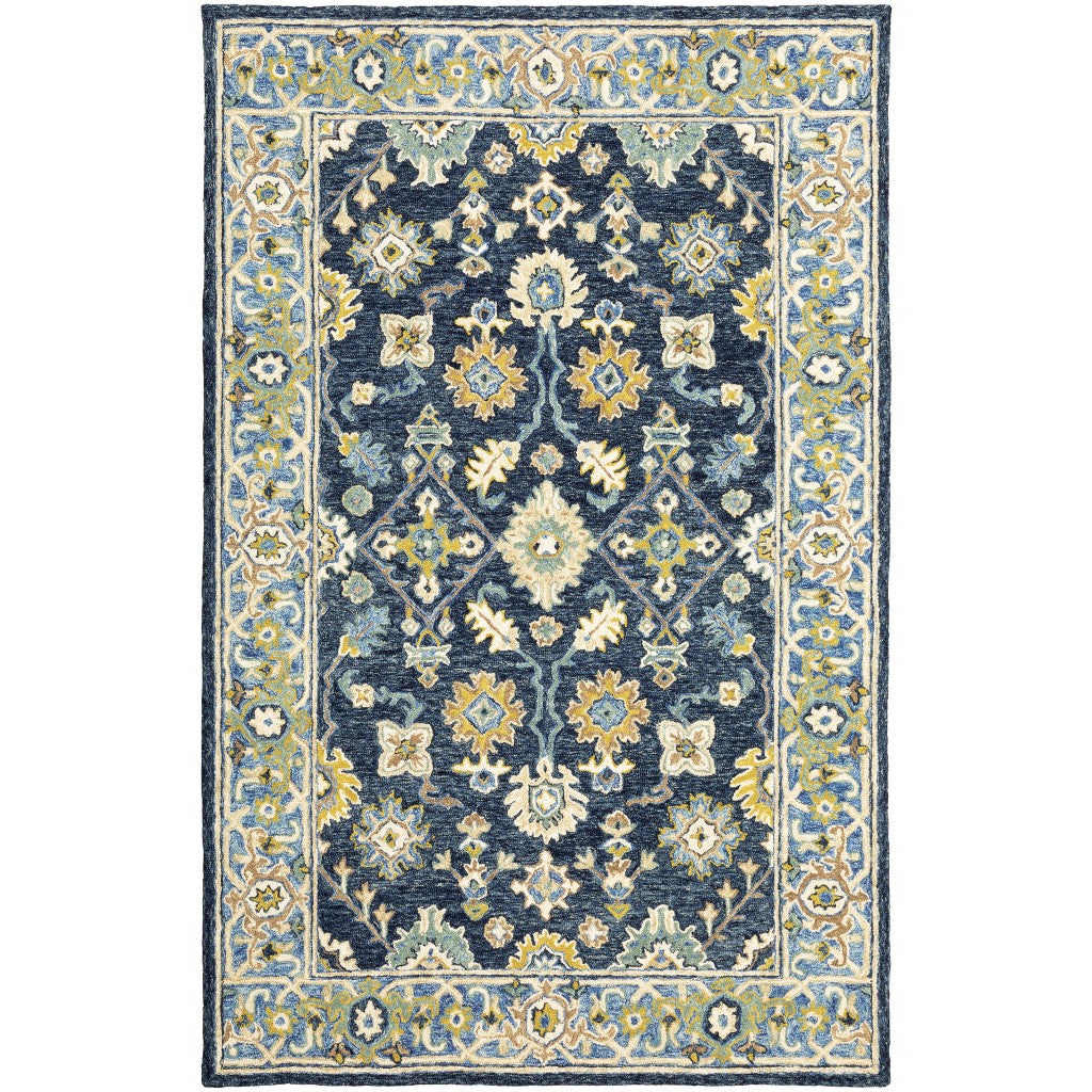 3'X8' Navy And Blue Bohemian Area Rug
