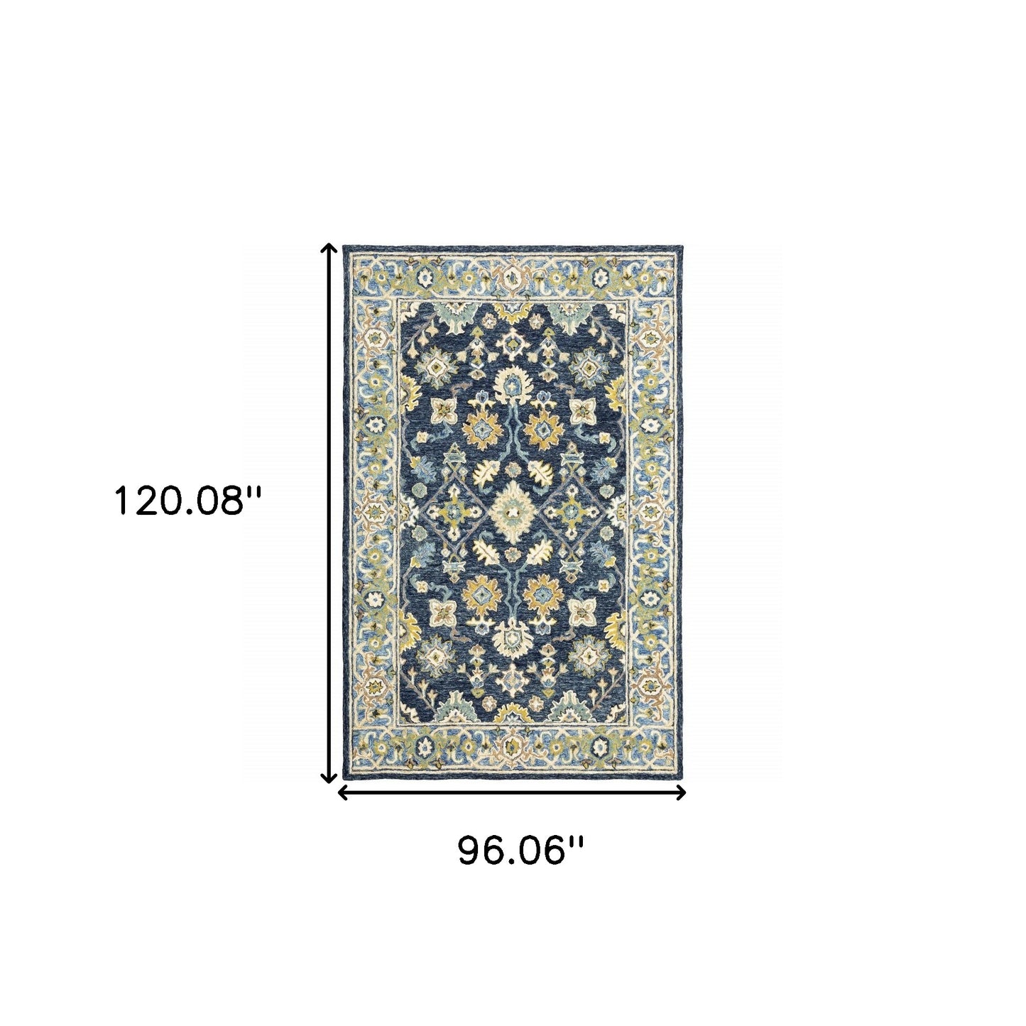 3'X8' Navy And Blue Bohemian Area Rug
